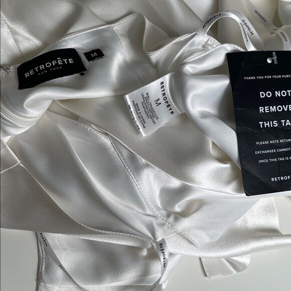 Retrofete Jagger Halterneck High Slit Open Back Satin White Maxi Dress Sz M - Picture 11 of 12